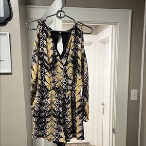 Material Girl Yellow and Black Patterned Romper